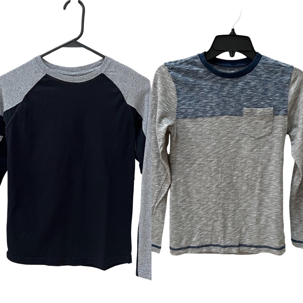 2 Tucker & Tate long sleeve t-shirts -black/gray & blue/tan size M